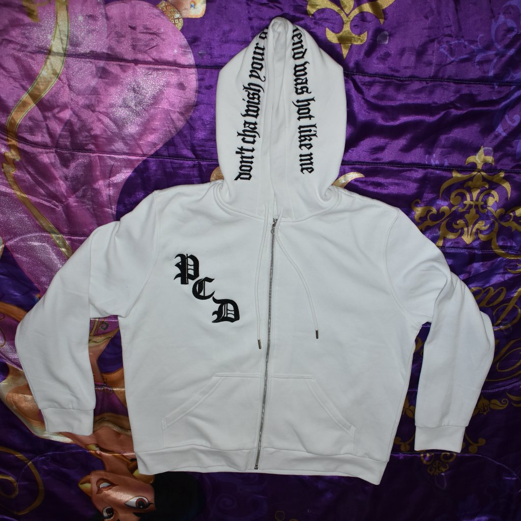 Pcd Pussycat Dolls Hoodie Don't Cha Wish Your White Hoodie Jacket Size Large L